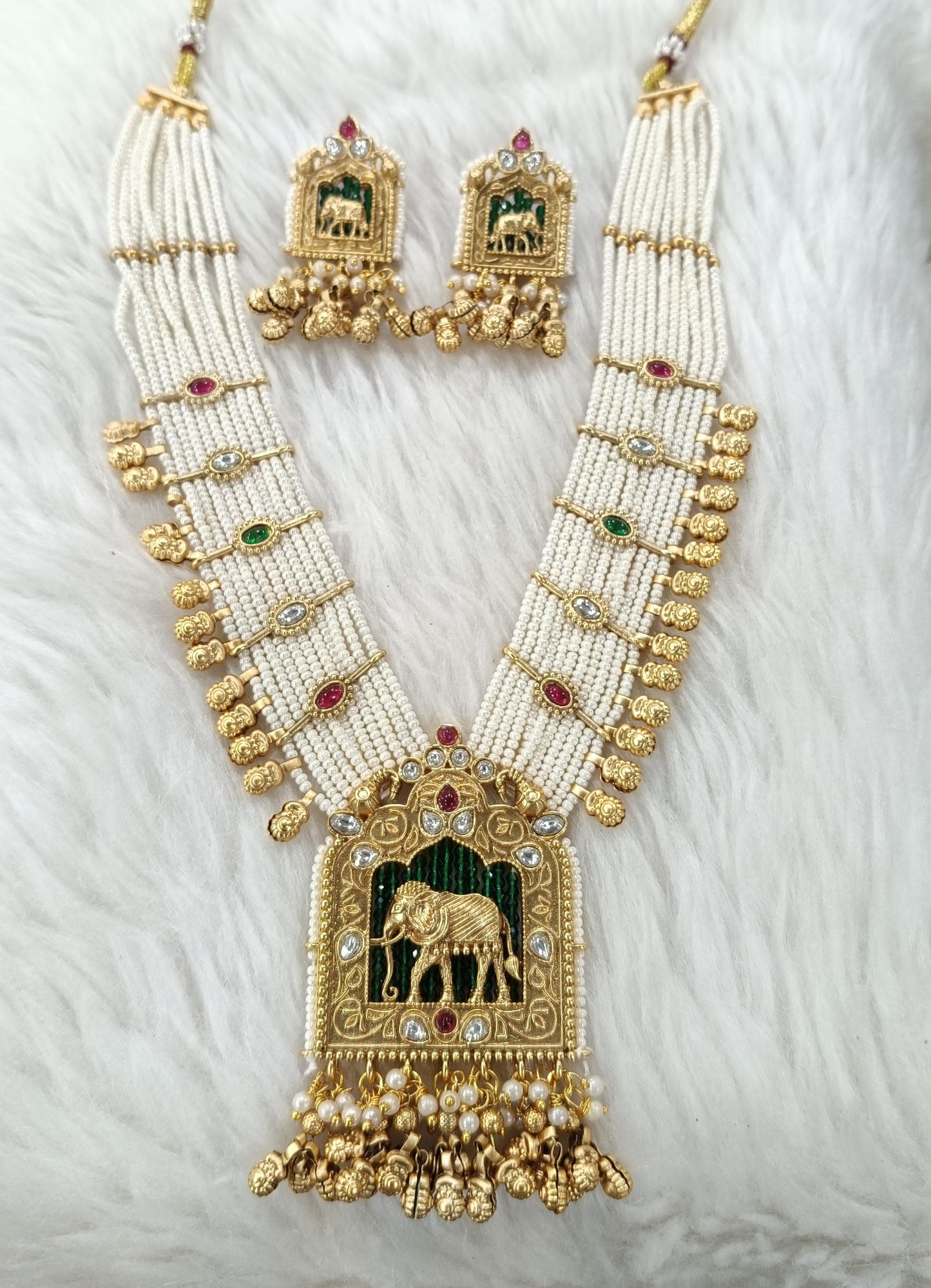 Royal Heritage Elephant Brass Necklace Set