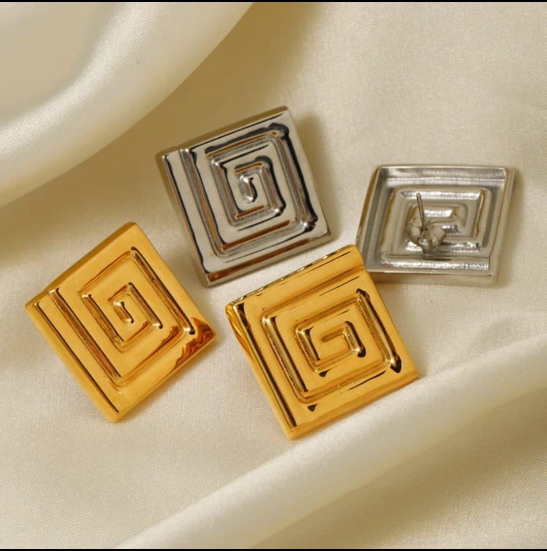 18K Gold-Plated Greek Maze Jewelry Set