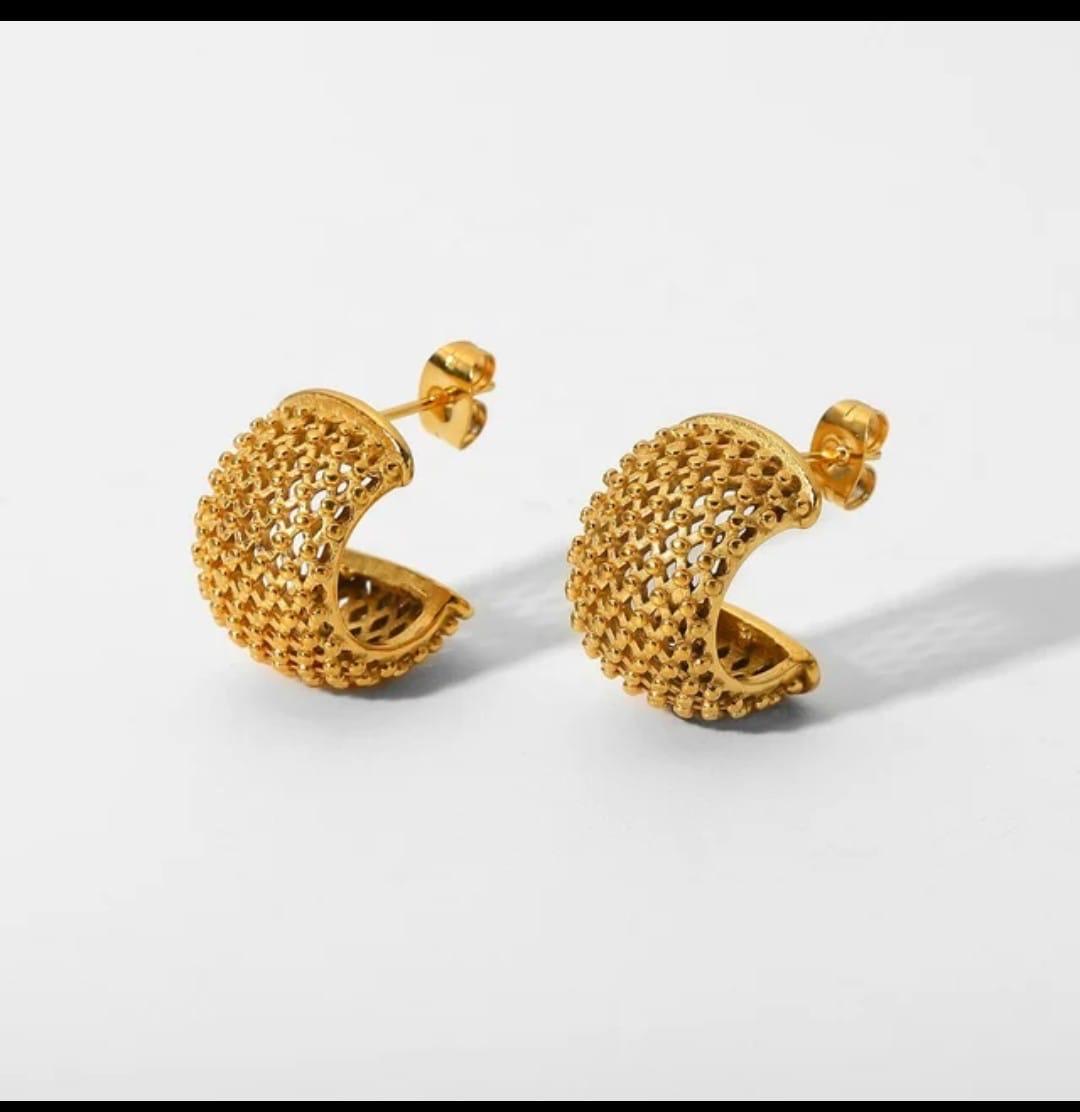 18K Gold-Plated Textured Dome Earrings