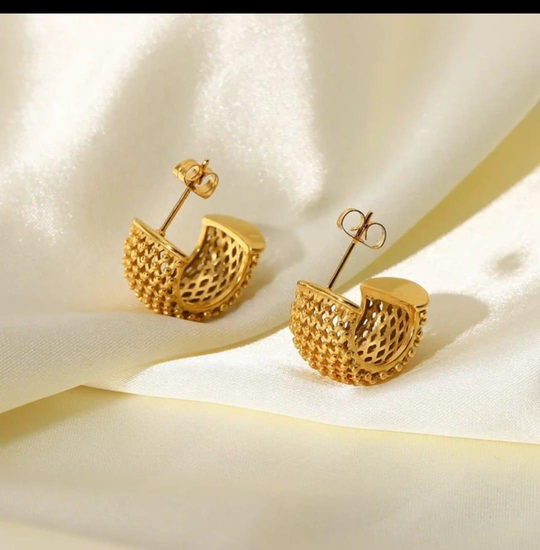 18K Gold-Plated Textured Dome Earrings