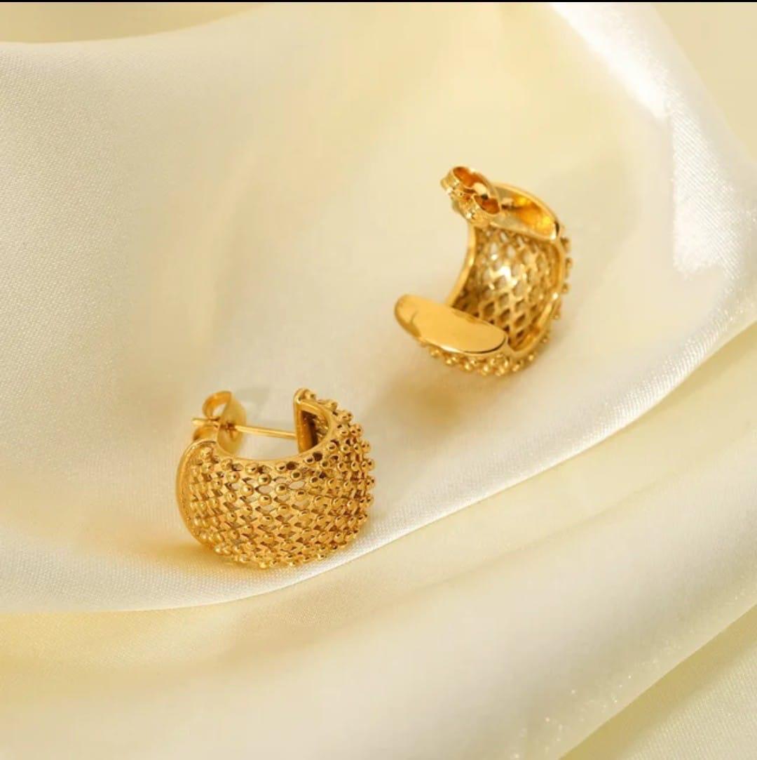 18K Gold-Plated Textured Dome Earrings