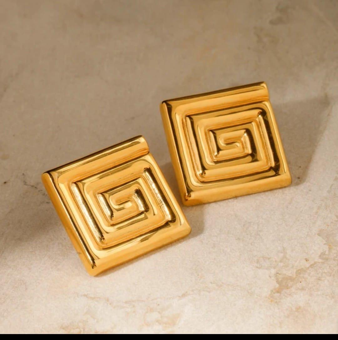 18K Gold-Plated Greek Maze Jewelry Set