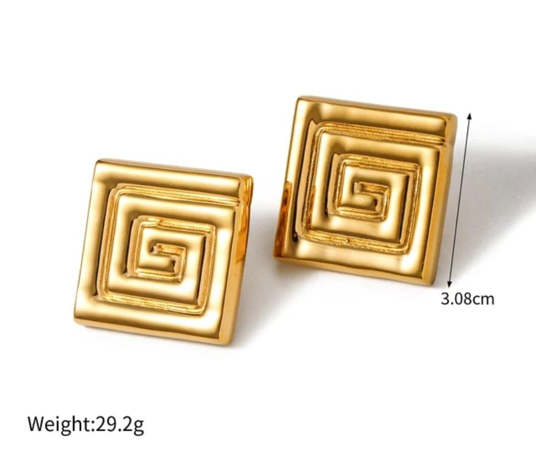 18K Gold-Plated Greek Maze Jewelry Set