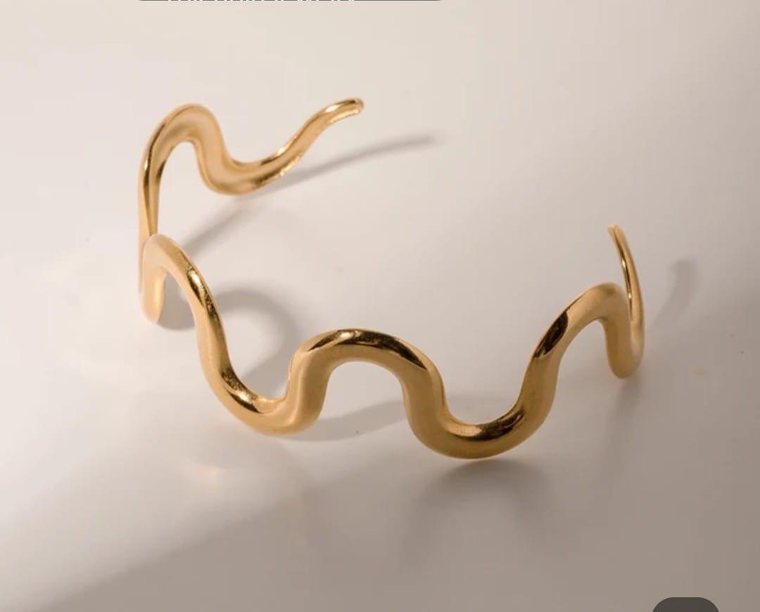 18K Gold-Plated Wave Cuff Bracelet
