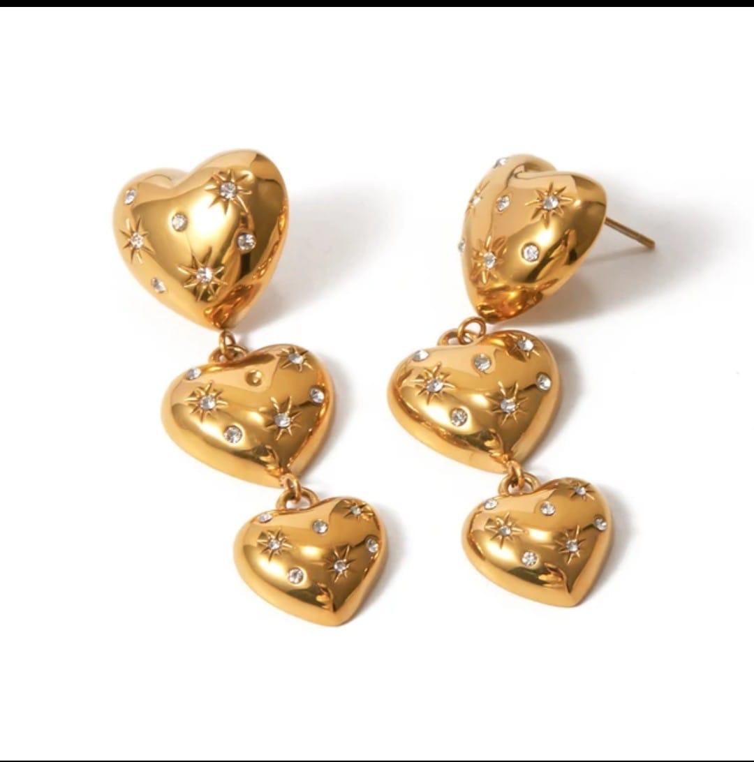 18K Gold-Plated Celestial Heart Drop Earrings