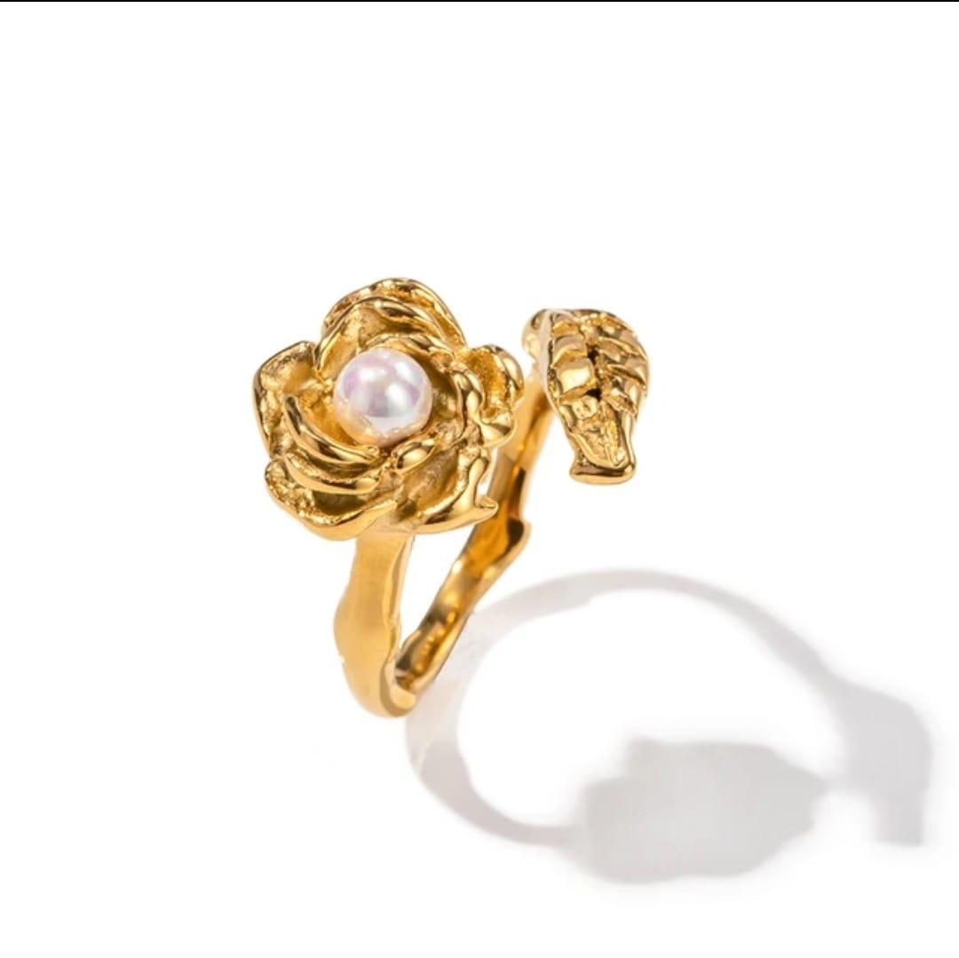 18K Gold-Plated Rose Pearl Adjustable Ring