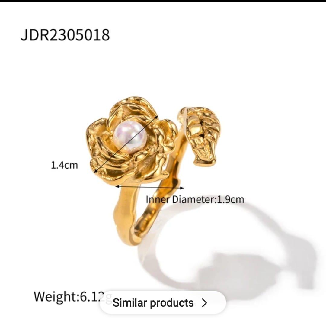 18K Gold-Plated Rose Pearl Adjustable Ring