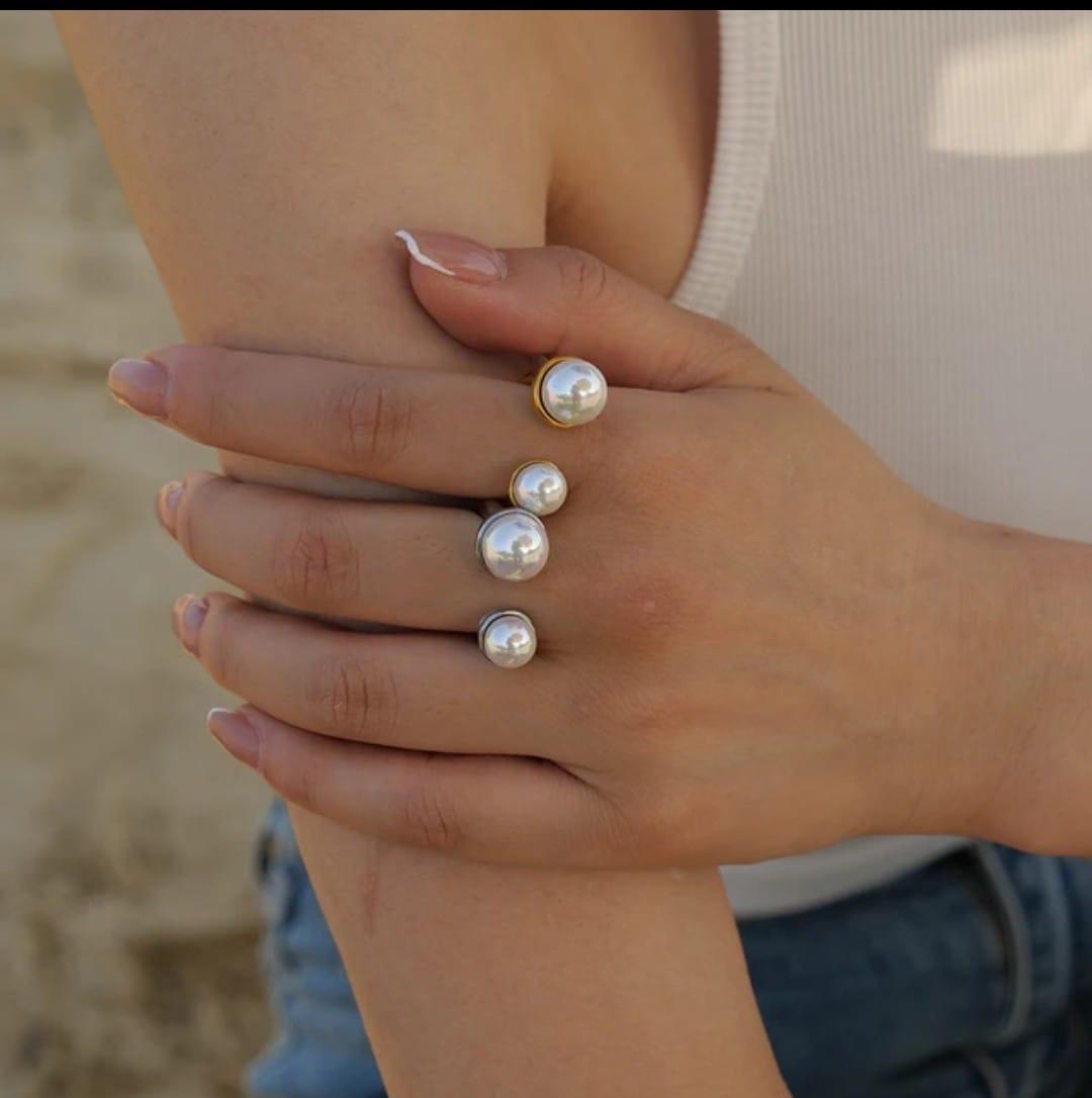 Dual Pearl Open Statement Ring