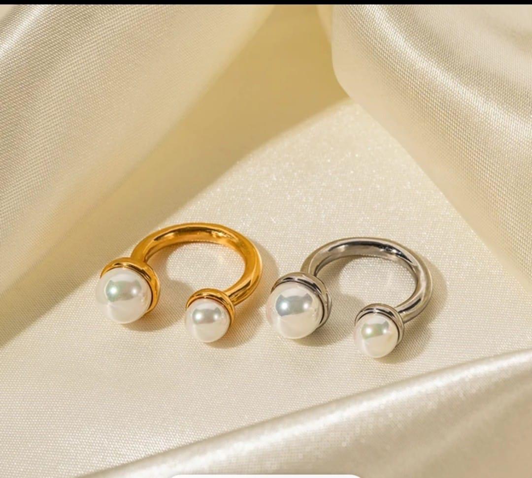 Dual Pearl Open Statement Ring