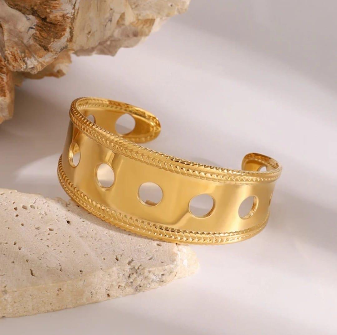 18K Gold-Plated Cutout Cuff Bracelet