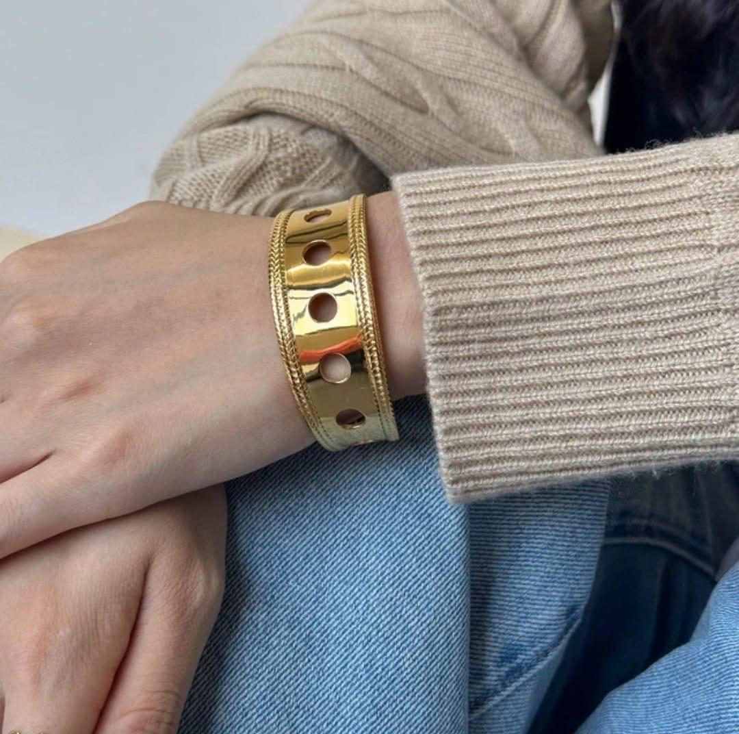 18K Gold-Plated Cutout Cuff Bracelet