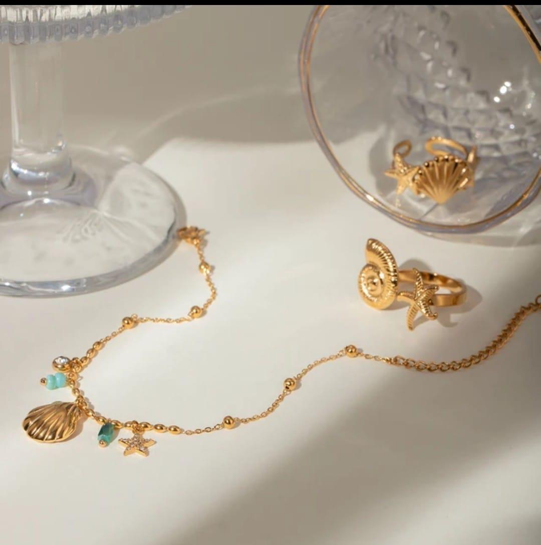 18K Gold-Plated Beach Charm Bracelet