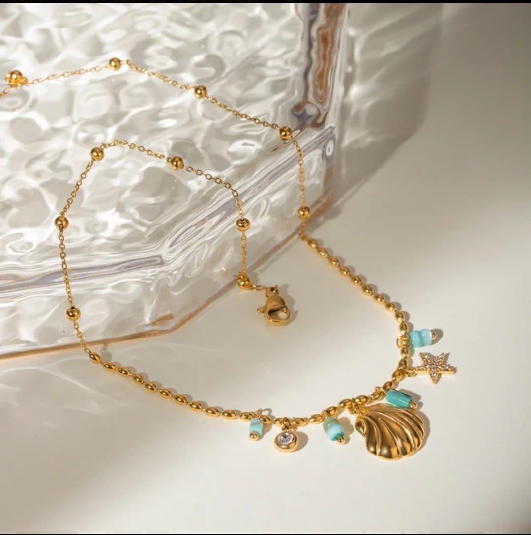 18K Gold-Plated Beach Charm Bracelet