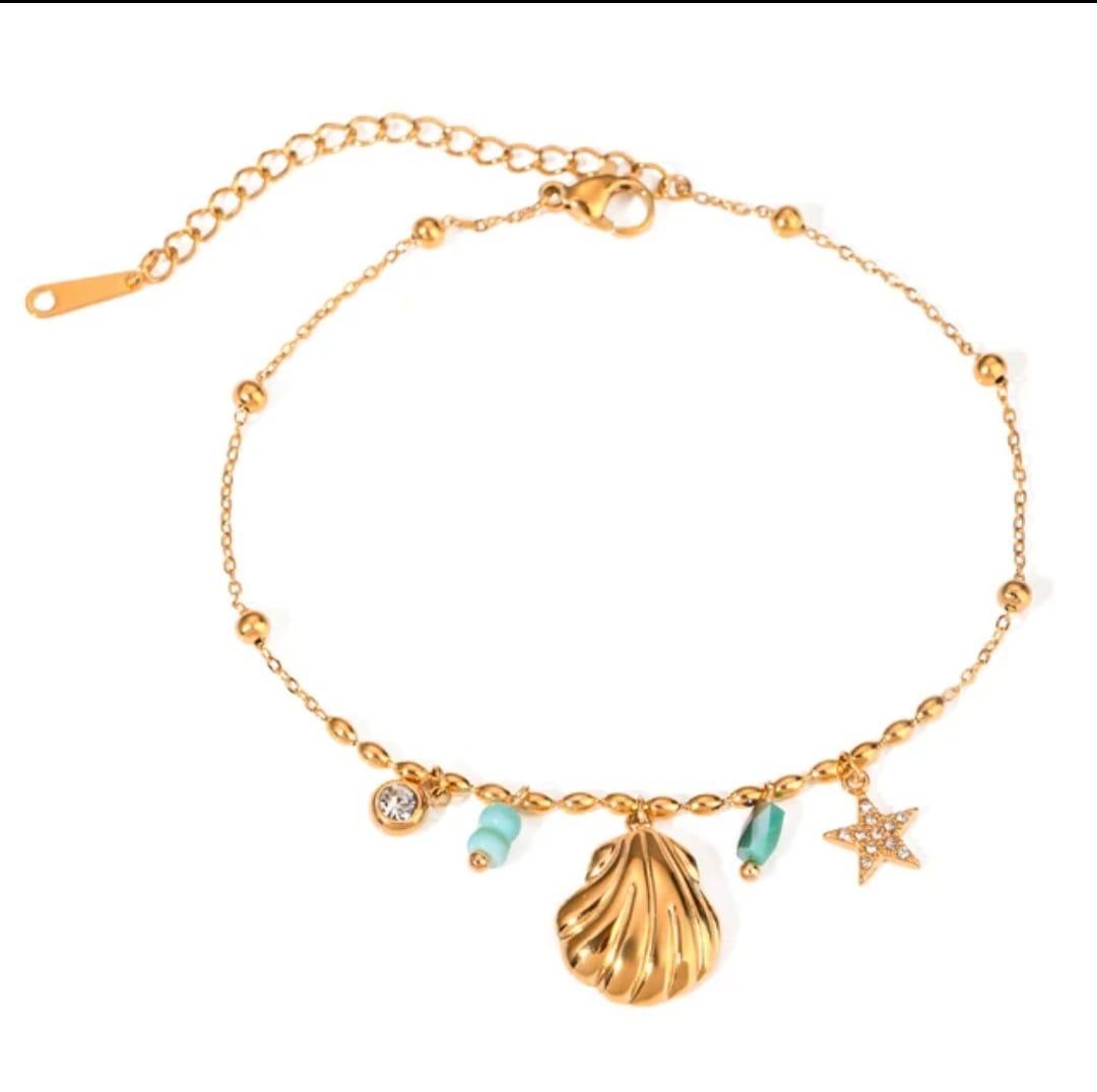 18K Gold-Plated Beach Charm Bracelet