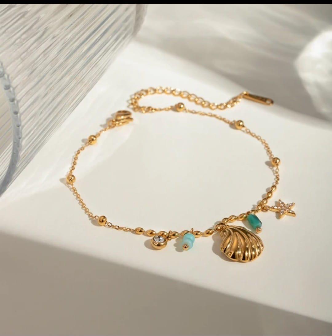 18K Gold-Plated Beach Charm Bracelet