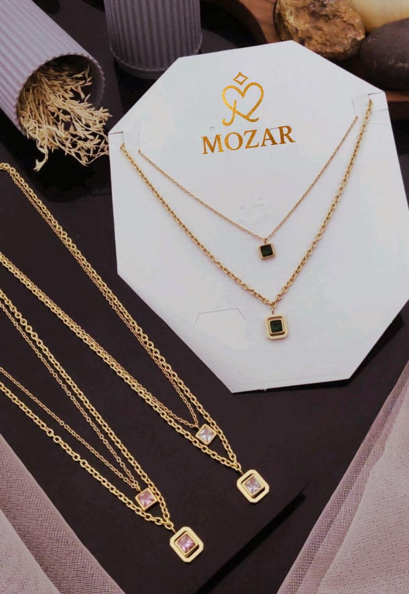 Double Luxe Square Stone Necklace
