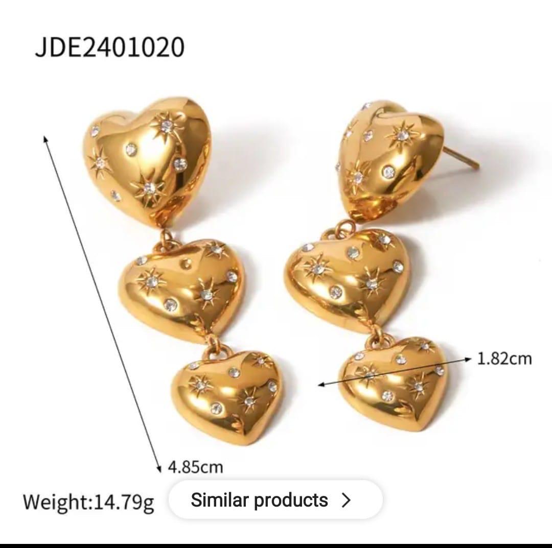 18K Gold-Plated Celestial Heart Drop Earrings