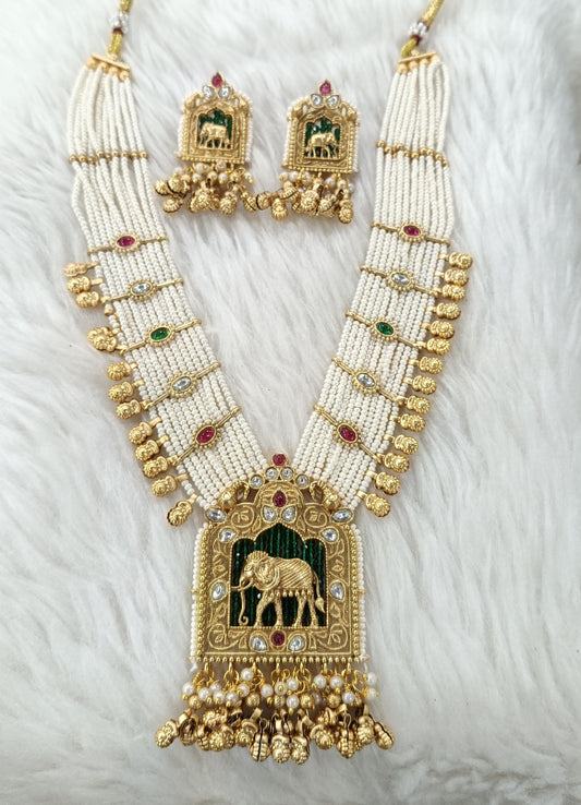 Royal Heritage Elephant Brass Necklace Set