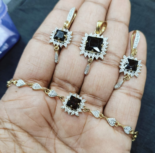 Midnight Spark CZ Pendant & Bracelet Set