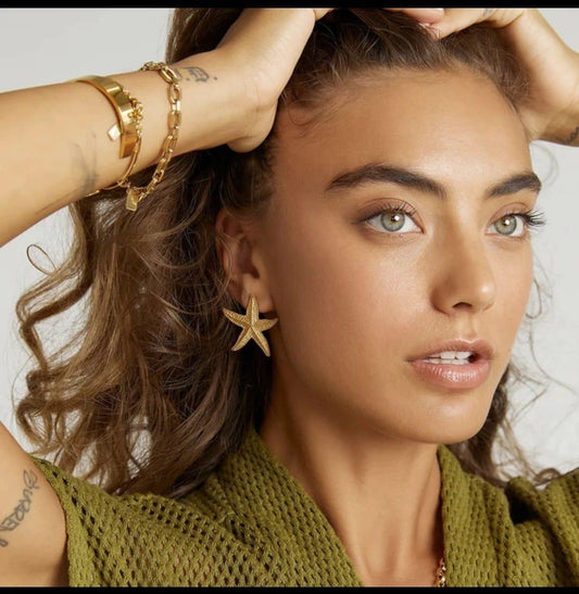 18K Gold-Plated Starfish Statement Earrings