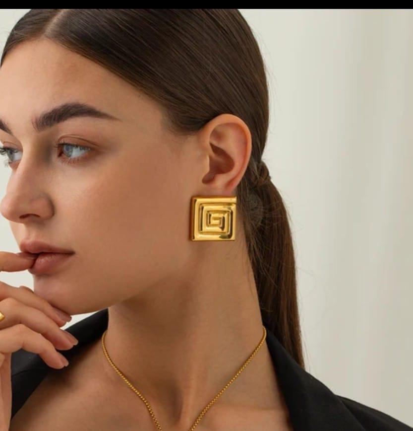18K Gold-Plated Greek Maze Jewelry Set