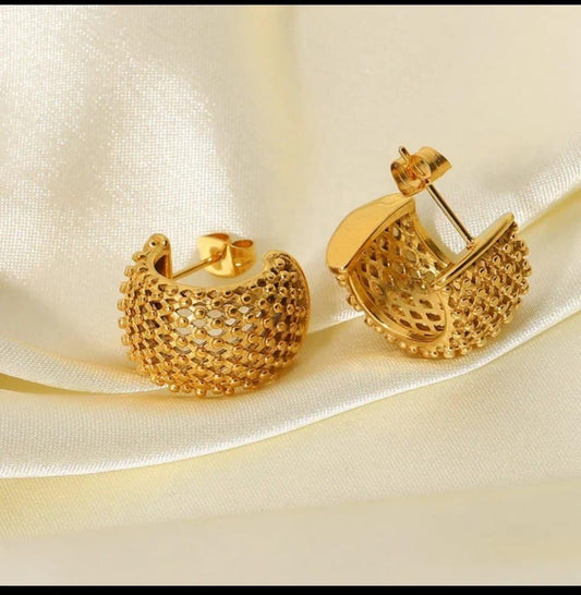 18K Gold-Plated Textured Dome Earrings