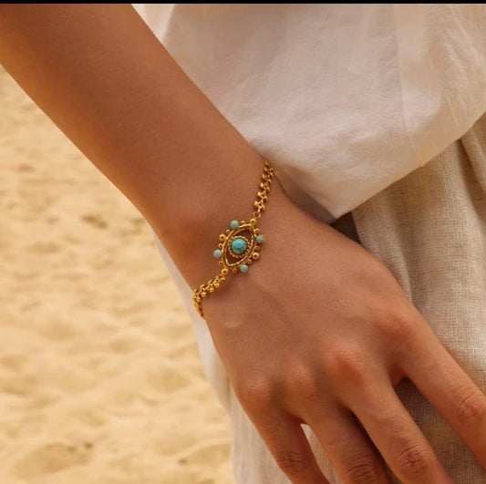 18K Gold-Plated Evil Eye Beaded Bracelet