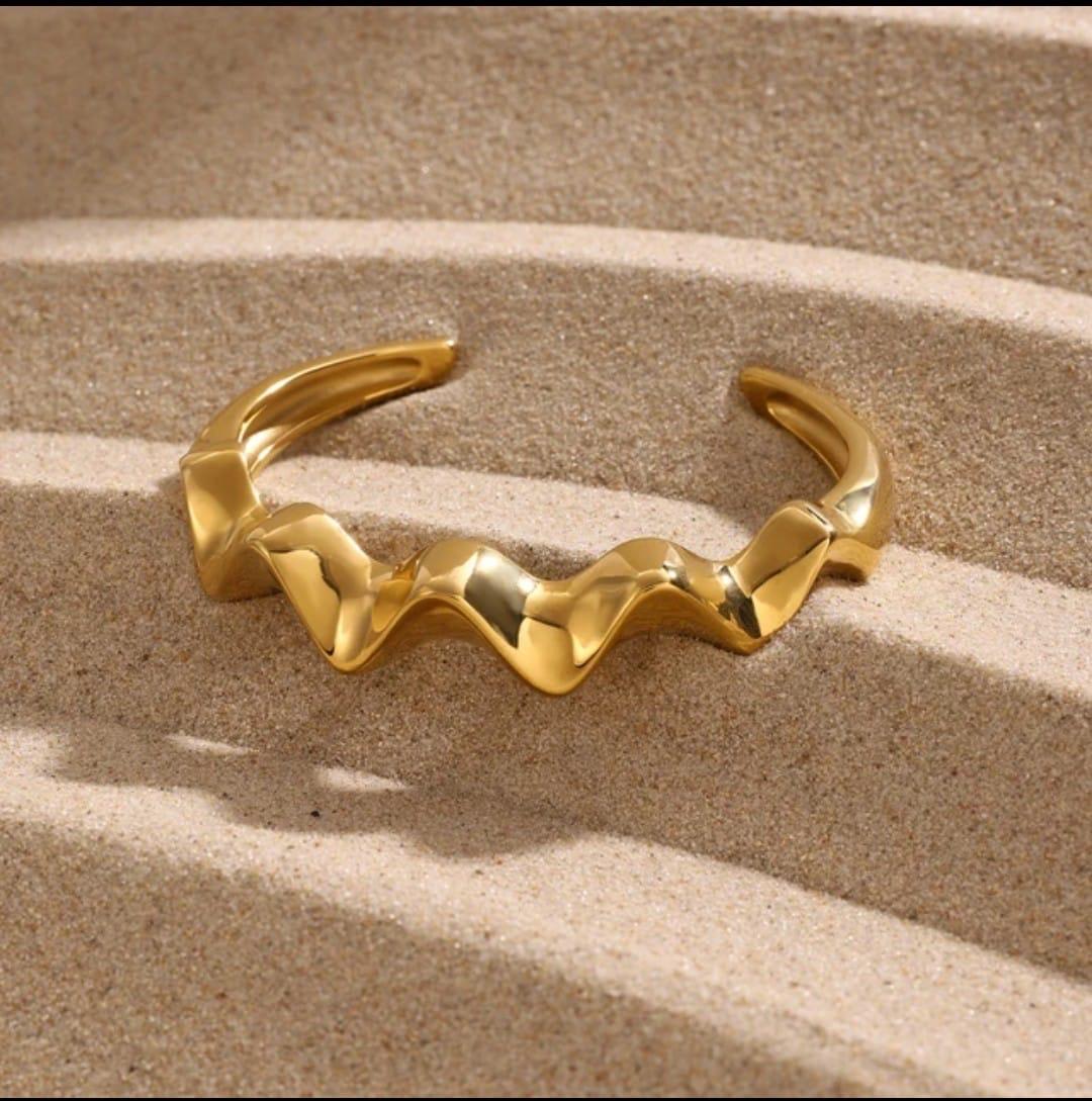 18K Gold-Plated Wave Cuff Bracelet