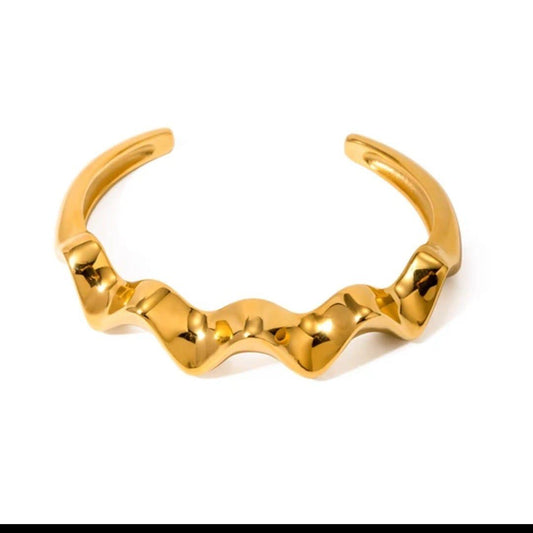 18K Gold-Plated Wave Cuff Bracelet