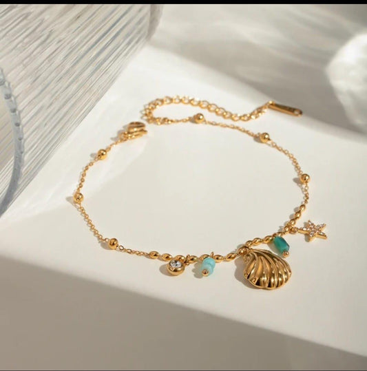 18K Gold-Plated Beach Charm Bracelet