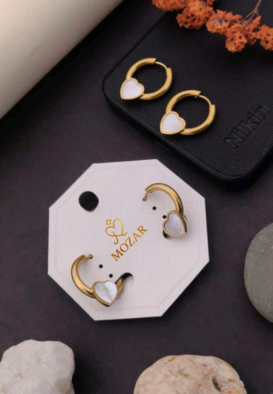 White Heart Mini Hoops