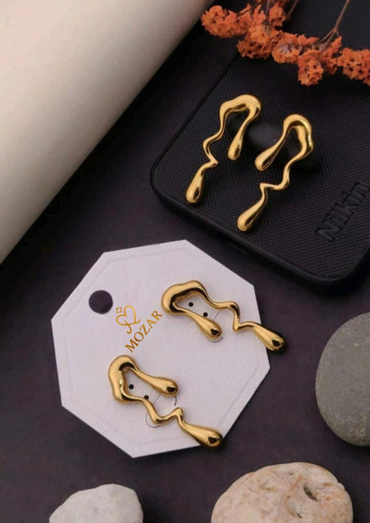 Molten Gold Drop Earrings