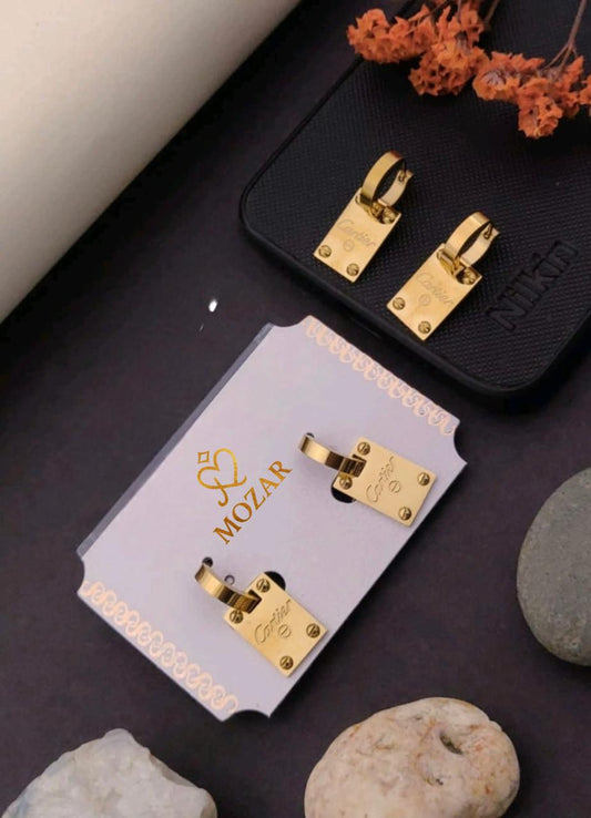 Designer Lock-Inspired Hoop Earrings
