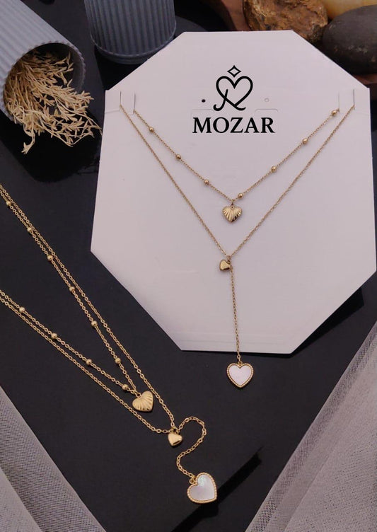 Layered Love 18k Gold Plated Heart & Mother-of-Pearl Necklace (Anti-Tarnish)