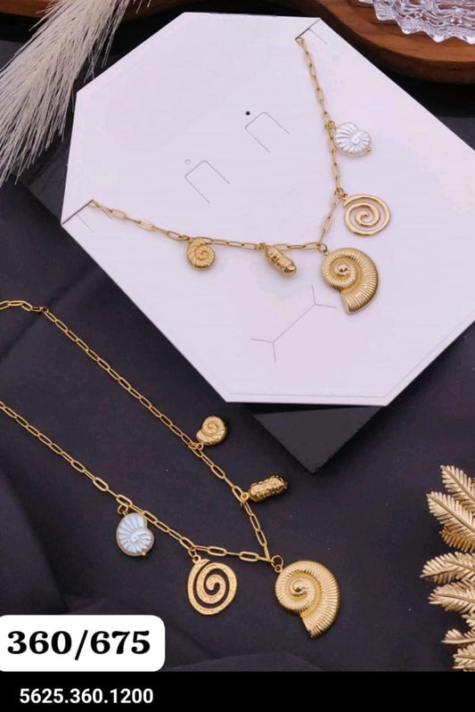 Seaside Serenity 18K Gold-Plated Ocean Charm Necklace