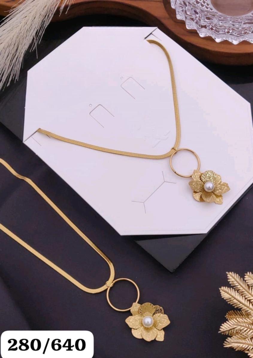 Golden Petal 18K Gold-Plated Pearl Flower Necklace