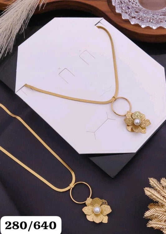 Golden Petal 18K Gold-Plated Pearl Flower Necklace