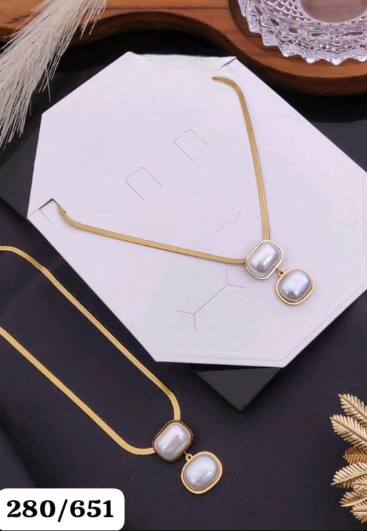 Pearlescent Duo 18K Gold-Plated Snake Chain Necklace