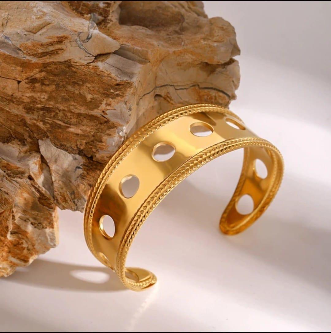 18K Gold-Plated Cutout Cuff Bracelet