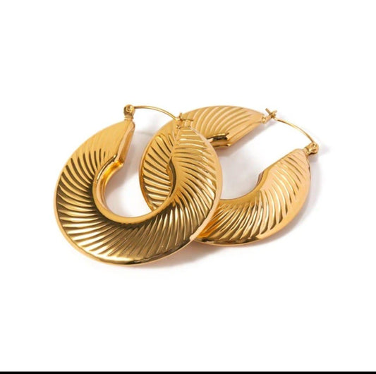 18K Gold-Plated Sculpted Swirl Hoop Earrings